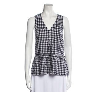 CLOSED GINGHAM RUFFLE HEMMED SLEEVELESS BLOUSE SZ M